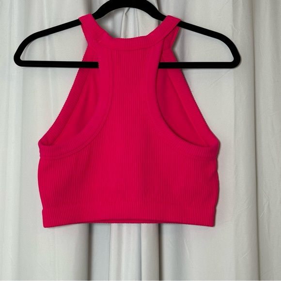 Aerie Superchill Seamless High Neck Bra Top XL Longline Hot Pink - Picture 3 of 11